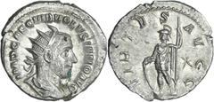 ROMAN COINS Volusien - Antoninien (Milan, 253) - La Valeur A/ IMP C C VIB VOLVSIANVS AVG Buste radié et drapé à droite. R/ VIRTVS AVGG. La Valeur debout à gauche, appuyée à un bouclier et tenant une h