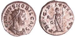 ROMAN COINS Carin - Aurélianus (283, Lyon) - Carin debout A/ CARINVS NOBIL CAES Buste radié, drapé et cuirassé à droite. R/ PRINCIPI IVVENT - C|-. Carin debout à gauche, tenant un globe et une haste. 
