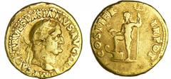 Vespasien - Aureus (69-71, Rome) - La Paix A/ IMP CAESAR VESPASIANVS AVG. Buste lauré de Vespasien à droite. R/ COS ITER TR POT. La Paix debout à gauche, tenant une branche d'olivier et un caducée. R 