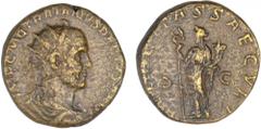 Trajan Dèce - Double sesterce (250, Rome) - Le Génie A/ IMP C M Q TRAIANVS DECIVS AVG. Buste radié et drapé à droite. R/ FELICITAS SAECVLI // SC. La Félicité debout à gauche, tenant un caducée et une 