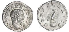 Septime Sévère - Denier (Rome) A/ DIVO SEVERO PIO Tête nue à droite. R/ CONSECRATIO Aigle sur un globe. R SUP C.85 (5f)-RCV.7052 ($275)-RIC.191 Ar ; 3.27 gr ; 18 mm