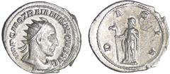 Trajan Dèce - Antoninien (250-1, Rome) - La Dacie A/ IMP C M Q TRAIANVS DECIVS AVG Buste radié et drapé à droite. R/ DACIA. La Dacie debout à gauche, tenant un bâton surmonté d'une tête d'âne. SUP C.1