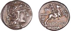 ROMAN REPUBLICAN COINS Marcia Philippus - Denier (129 av. J.-C.) A/ Tête casquée de Rome à droite, XVI sous le menton. R/ Q.PILIPVS // ROMA. Cavalier à droite. SUP RRC.259.1-RCV.135 ($280) Ar ; 3.76 g