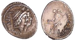 ROMAN REPUBLICAN COINS Cordia - Denier (46 av. J.-C.) A/ RVFVS III.VIR. Bustes accolés des Diocures à droite, coiffés du bonnet surmonté d'une étoile. R/ MN.CORDIVS. Vénus debout à gauche, tenant une 