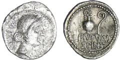 ROMAN REPUBLICAN COINS Cassius - Denier (43-42 av. J.-C.) A/ LEIBERTAS - C CASSI IMP Buste voilé de la Liberté. R/ LENTVLVS SPINT Vase et lituus. R TB RRC.500.3-RCV.1447.2 ($960) Ar ; 3.40 gr ; 20 mm 