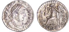 ROMAN IMPERIAL COINS Valens - Silique (365-375, Trèves) A/ D N VALENS P F AVG Buste diadémé et drapé à droite. R/ VRBS ROMA // TRPS La vistoire assise à gauche. SUP C.81-RIC.IX.11 Ar ; 2.00 gr ; 17 mm
