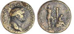 ROMAN COINS Vespasien - Sesterce (71, Rome) A/ IMP CAES VESPASIANVS AVG P M TR P COS III. Tête laurée à droite. R/ IVDAEA CAPTA // SC. Vespasien debout à droite, le pied sur un casque, tenant une hast