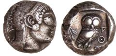 GREEK COINS Illyrie - Attica - Athènes - Période archaïque - Tétradrachme (510-480 av. J.-C.) A/ Tête d'Athéna à droite, coiffée du casque attique à cimier. R/ ΑΘΕ. Chouette debout à droite, la tête d