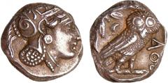 GREEK COINS Attique - Athènes - Tétradrachme (350-295 av. J.-C.) A/ Tête d'Athéna à droite, coiffée du casque attique à cimier. R/ ΑΘΕ. Chouette debout à droite, la tête de face. Le tout dans les rest
