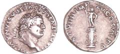 ROMAN COINS Titus - Denier (79, Rome) A/ IMP TITVS CAES VESPASIAN AVG P M. Tête laurée à droite. R/ TR P VIIII IMP XV COS VII P P Figure radiée tenant une haste debout sur une colonne. TTB C.289 (5f)-