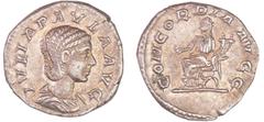 ROMAN COINS Julia Paula - Denier (219, Rome) - La Concorde A/ IVLIA PAVLA AVG Buste nu et drapé à droite. R/ CONCORDIA AVG La Concorde assise à gauche, tenant une patère et une double corne d'abondanc