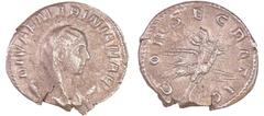 ROMAN COINS Mariniane - Antoninien (253-254, Rome) - Paon A/ DIVAE MARINIANAE. Buste voilé à droite. R/ CONSECRATIO. Paon élevant Marianne à droite. TTB C.18 (8f)-RIC.6 Bill ; 3.87 gr ; 22 mm