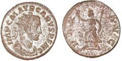 ROMAN COINS Carus - Aurélianus (282, Lyon) A/ IMP C M AVR CARVS P FAVG. Buste radié et cuirassé à droite. R/ PAX AVG. La Paix debout à gauche tenant une branche d'olivier et un sceptre transversal. RR