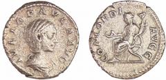 ROMAN COINS Julia Paula - Denier (219, Rome) - La Concorde A/ IVLIA PAVLA AVG Buste nu et drapé à droite. R/ CONCORDIA AVG La Concorde assise à gauche, tenant une patère et une double corne d'abondanc