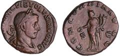 ROMAN COINS Volusien - Sesterce (252, Rome) La Concorde A/ IMP CAE C VIB VOLVSIANO AVG Buste lauré et drapé à droite. R/ CONCORDIA AVGG. La Concorde debout à gauche, tenant une patère et une double co