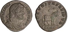 ROMAN COINS Julien II le Philosophe - Double maiorina (363, Lyon) - Le bœuf Apis A/ D N FL CL IVLIANVS P F AVG Buste diadémé, drapé et cuirassé à droite. R/ SECVRITAS REIPVB // (palme) SLVGD. Le bœuf 