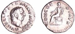 ROMAN COINS Vitellius - Denier (69, Rome) A/ A VITELLIVS GERMANICVS IMP. Buste nu à droite. R/ CONCORDIA P R. La Concorde assise à gauche, tenant une patère et une double corne d'abondance. TTB C.21 (