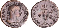 ROMAN COINS Alexandre Sévère - Sesterce (232, Rome) - Le Soleil A/ IMP ALEXANDER PIVS AVG Buste drapé et lauré à droite. R/ P M TR P XI COS III P P. Le Soleil radié, marchant à gauche, levant la main 