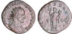 ROMAN COINS Trajan Dèce - Double sesterce (250, Rome) - Le Génie A/ IMP C M Q TRAIANVS DECIVS AVG Buste radié et drapé à droite. R/ FELICITAS SAECVLI // SC La Félicité debout à gauche tenant un caducé