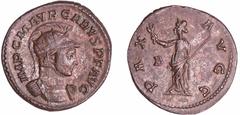 ROMAN COINS Carus - Aurélianus (282, Lyon) A/ IMP C M AVR CARVS P F AVG Buste cuirassé à droite avec un casque radié. R/ PAX AVG - B|-. La Paix debout à gauche tenant une branche d'olivier et un scept