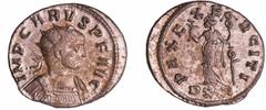 ROMAN COINS Carus - Aurélianus (Ticinum) - La Paix Bill ; 4.03 gr ; 22 mm A/ IMP CARVS P F AVG Buste radié et cuirassé à droite. R/ PAX EXERCITI // PXXI. La Paix debout à gauche, tenant une branche d'