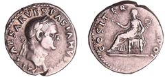 ROMAN COINS Vespasien - Denier (70, Rome) - La Paix A/ IMP CAESAR VESPASIANVS AVG Buste lauré de Vespasien à droite. R/ COS ITER TR POT. La Paix assise à gauche, tenant une branche d'olivier et un cad
