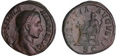 ROMAN COINS Alexandre Sévère - Sesterce (230, Rome) - La Justice A/ IMP SEV ALEXANDER AVG Tête laurée à droite. R/ IVSTITIA AVGVSTI // SC. La Justice assise à gauche, tenant une patère et un sceptre. 