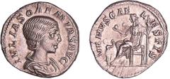 ROMAN COINS Julia Soémias - Denier (220, Rome) - Vénus A/ IVLIA SOAEMIAS AVG Buste diadémé à droite. R/ VENVS CAELASTIS. Vénus assise à gauche, tenant une pomme et un sceptre. SUP C.14 -RCV.7720 ($180