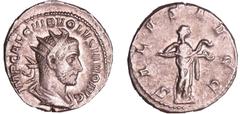 ROMAN COINS Volusien - Antoninien (251-253, Milan) A/ IMP C V AF GAL VEND VOLVSIANO AVG Buste radié et drapé à droite. R/ SAECVLVM NOVVM Temple à six colones. SUP C.115 (2f)-RIC.235 Ar ; 3.63 gr ; 21 