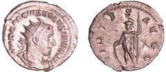 ROMAN COINS Volusien - Antoninien (Milan, 253) - La Valeur A/ IMP C C VIB VOLVSIANVS AVG Buste radié et drapé à droite. R/ VIRTVS AVGG. La Valeur debout à gauche, appuyée à un bouclier et tenant une h