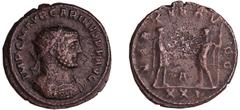 ROMAN COINS Carin - Aurélianus (Siscia) A/ IMP C M AVR CARINVS P F AVG Buste radié, drapé et cuirassé à droite. R/ VIRTVS AVGG // XXI. Dans le champ, un E. Carin et Numérien face à face, en habits mil