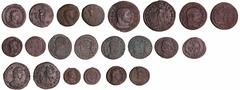 ROMAN COINS Romain - Lot de 11 monnaies du bas empire Maximien Hercule - Aurélianus (287, Lyon) ; Carausius - Antoninien (292) ; Galère Maximien - Follis (Ticinum) ; Maxence - Follis (306-312, Rome) -