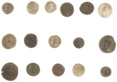 Ancient coins in lots Ancient coins in lots - Roman coinage - A small collection of Roman coins including 5 Denarii (ao. Sev. Alexander, Sept. Severus, Hadrianus, Geta), 5 AR/AE Antoniniani (Gordianus