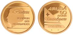 Gold coins - mail bid sale Gold coins - mail bid sale - Aruba - 50 Florin 1991 'Status Aparte' - Gold - Proof