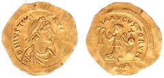 Byzantine Coinage Byzantine Coinage - Justinianus I (527-565) - AV Tremissis (Constantinople, 1.37g) - DN IVSTINIANVS PP AVG Pearl-diademed, draped and cuirassed bust right / VICTORIA AVGVSTORVM Victo