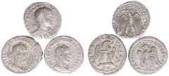 Ancient coins in lots - - Roman coinage Ancient coins in lots - - Roman coinage - A small lot of 3 Antiochian Roman AR Tetradrachms: Philippos II, Traianus Decius and Caracalla - in total 3 coins in a
