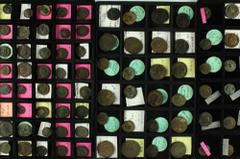 Coin box with interesting lot of Roman bronzes: Diocletianus, Maximianus, Constantius I, Galerius, Severus II, Maximinus II, Maxentius, Licinius I + II and from Constantine I to Honorius, from Follis 