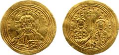 Byzantine Coinage - Basil II Bulgaroctonus (976-1025) - With Constantine VIII - AV Histamenon Nomisma (Constantinople ca. 977-989, 4.36 gm.) - Facing bust of Christ Pantokrator, wedge in each arm of n