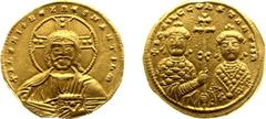 Byzantine Coinage - Basil II Bulgaroctonus (976-1025) - With Constantinus VIII - AV Tetarteron Nomisma (Constantinople, ca. 1005-1025, 4.26 gm.) - Nimbate bust of Christ facing, wearing pallium and co