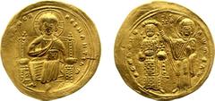 Byzantine Coinage - Romanus III Argyrus (1028-1034) - AV Histamenon Nomisma (Constantinople, 4.25 m.) - Christ enthroned facing / The Virgin on right and Romanus on left crowned by the Virgin (four pe