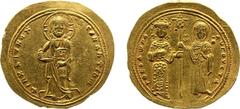 Byzantine Coinage - Theodora (1055-1056) - AV Histamenon Nomisma (Constantinople, second reign, 4.43 gm.) - Christ standing facing, wearing nimbus crown, raising right hand in benediction, holding cod