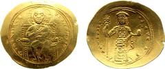 Byzantine Coinage - Constantine X Ducas (1059-1067) - AV Histamenon Nomisma (Constantinople, 4.40 gm.) - Christ Pantokrator enthroned facing / Constantine standing facing, holding labarum with pellet 