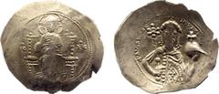 Byzantine Coinage - Alexius I (1081-1118) - EL Histamenon Nomisma (Constantinople ca. 1082-1087, 4.18 gm.) - Christ Pantokrator enthroned facing / Crowned facing bust of Alexius, holding scepter surmo