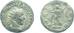 Roman Imperial Coinage - Aemilianus (253) - AR Antoninianus (Rome, 2.80 gm.) - Radiate and draped bust right / VICTORIA AVG Victory advancing left (RIC 11 / RSC 53) - VF