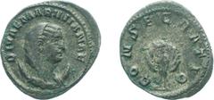 Roman Imperial Coinage - Mariniana (Wife of Valerianus I) - AR Antoninianus (Viminacium 253-254, 2.80 gm.) - DIVAE MARINIANAE Veiled and draped bust right, set on crescent / CONSECRATIO Peacock standi