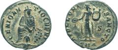 Roman Imperial Coinage - Maximinus Daia (305-313) - AE 1/4 Follis (Antioch, 312 AD, 1.57 gm.) - GENIO ANTIOCHENI Tyche of Antioch seated, Orontes at feet / APOLLONI SANCTO Apollo standing with lyre (V