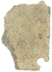Artefacts - A surviving fragment of a Roman military diploma, corner-piece, inscribed with Roman text and on the back text for Roman citizenship (ca. 3 x 4.5 cm.) - documents like these certified that