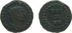 Roman Imperial Coinage - Constantius I Chlorus (293-306) - AE post-reform radiate (Carthage 303, 2.99 gm.) - Radiate, draped and cuirassed bust right / VOT X FK (Felix Karthago) in wreath (S. 14111) -