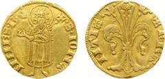 France - Royal (987-1793) - Jean II le Bon (1350-1364) - Florin d'Or nd. (1360), Languedoc (Dupl.346, C.362, L.358, Fr.282) - Obv: Standing John the Baptist, holding cross-tipRev: Large ornate fleur-d