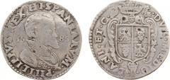 Italy - Milan - Filippo II (1556-1598) - Scudo d'Argento 1586 (MIR308/30/R3, Crippa17C, Dav8309) - Obv: Armoured and draped bust right / Rev: Crowned shield - 28.19 gram - F+, cleaned, rare coin